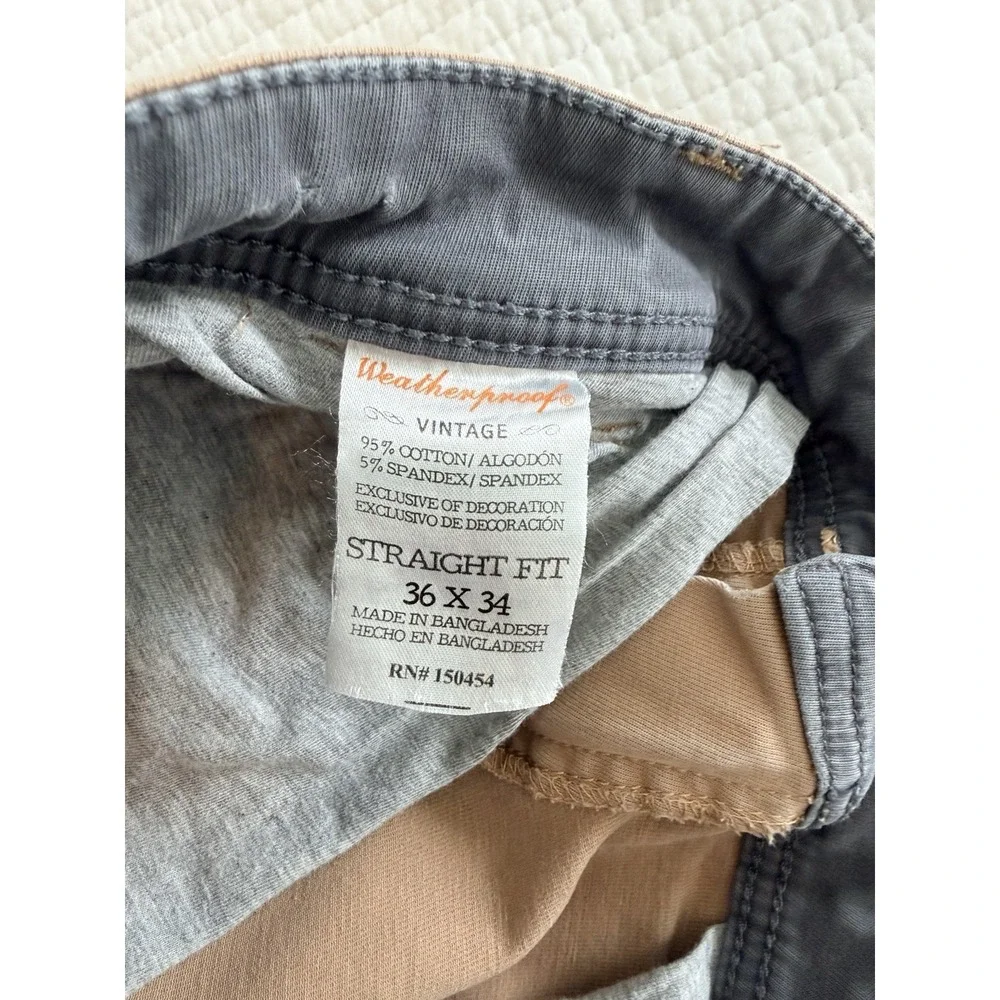 Weatherproof Vintage Mens Straight Fit Khaki Pants Tan 36x34‎ Stretch Cotton